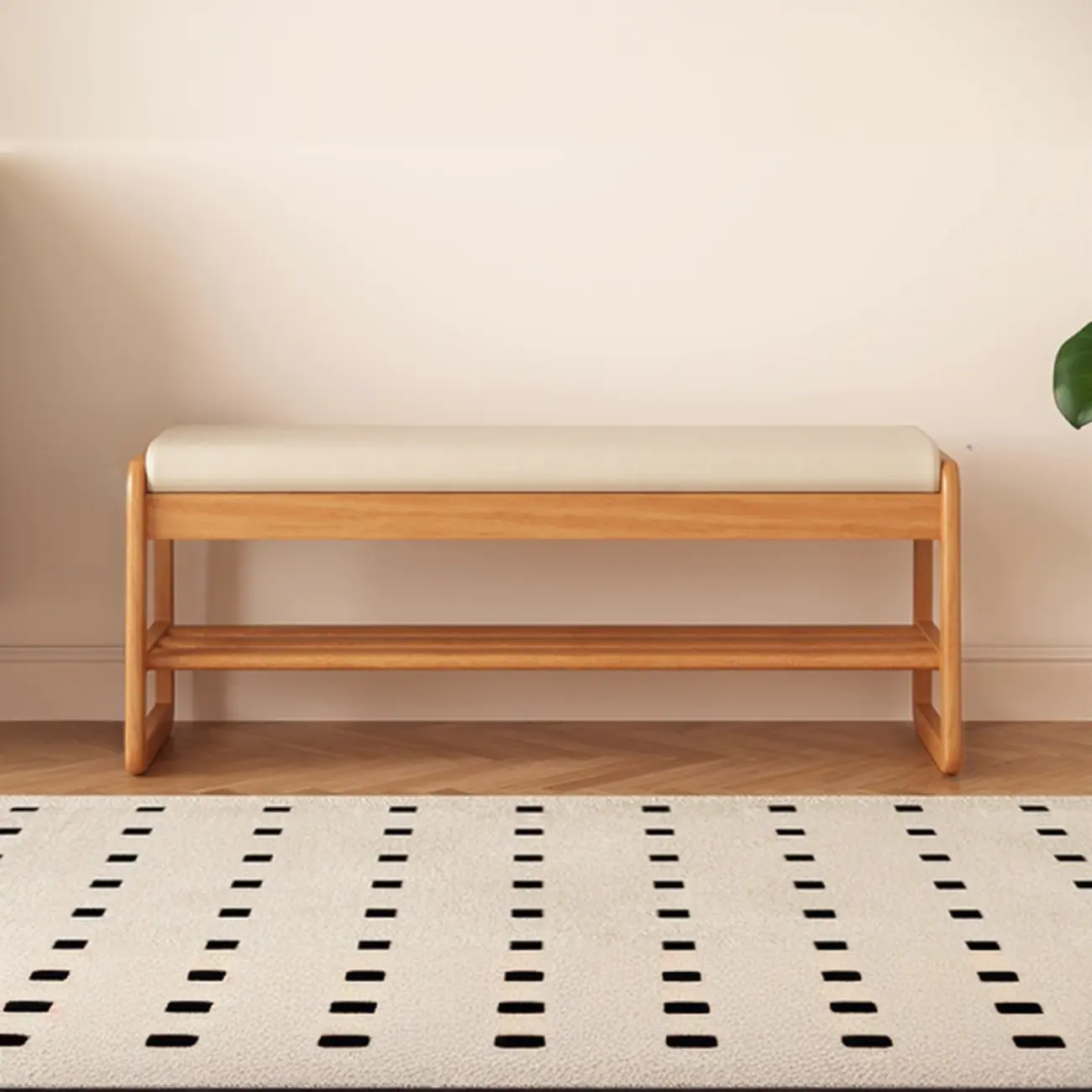 Modern Black Upholstered Shoe Bench with Storage Shelves Image - 20 | homeyfad