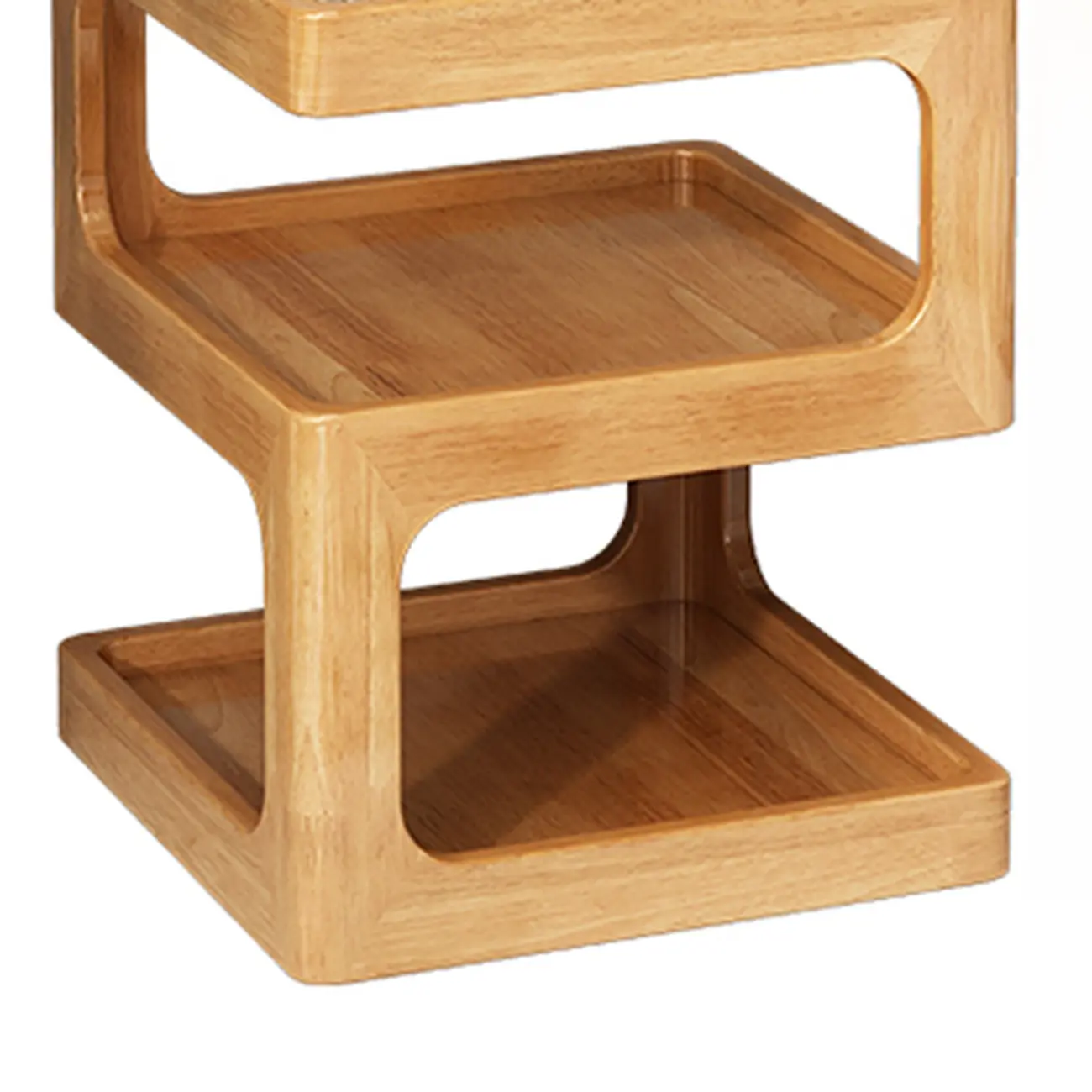 3 Tiers Square Wood Glass Top Open Storage Nightstand Image - 8 | homeyfad