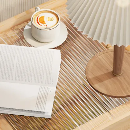 3 Tiers Square Wood Glass Top Open Storage Nightstand Image - 12