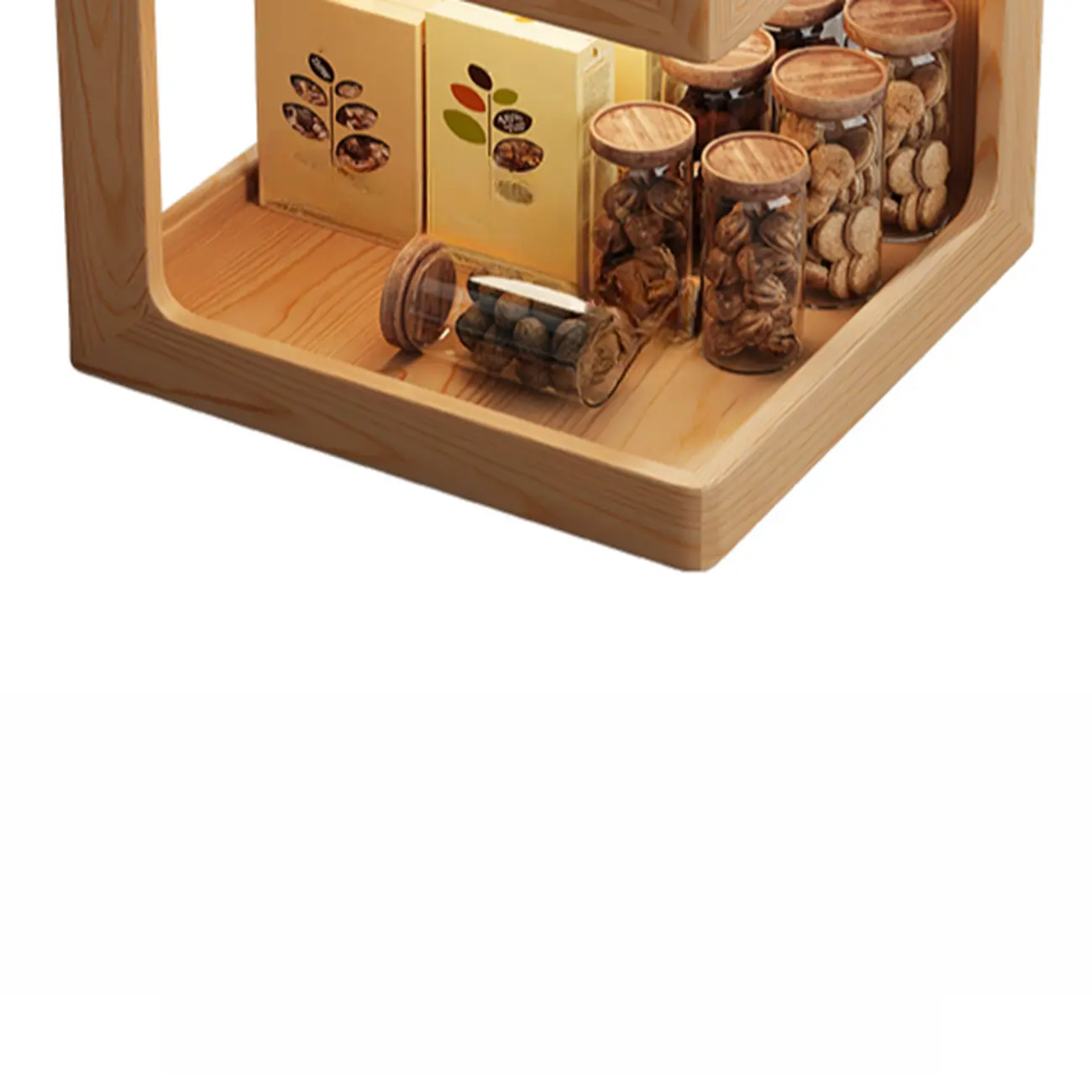 3 Tiers Square Wood Glass Top Open Storage Nightstand Image - 13 | homeyfad