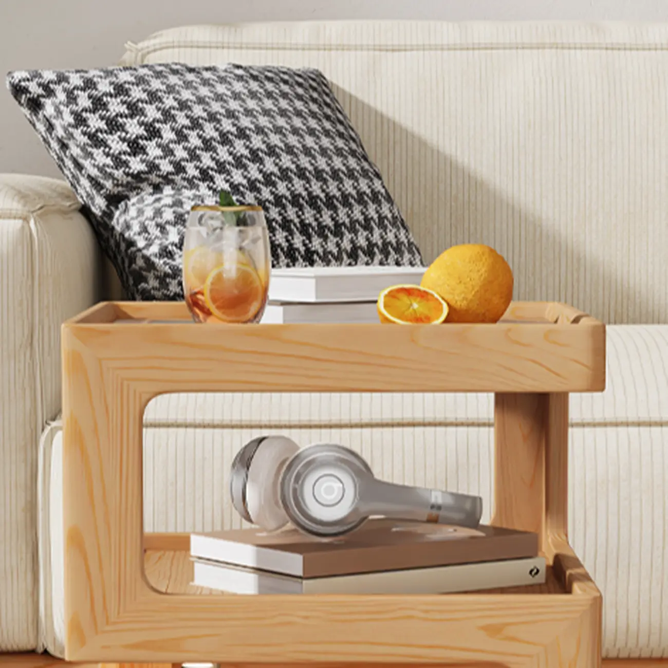 3 Tiers Square Wood Glass Top Open Storage Nightstand Image - 19 | homeyfad