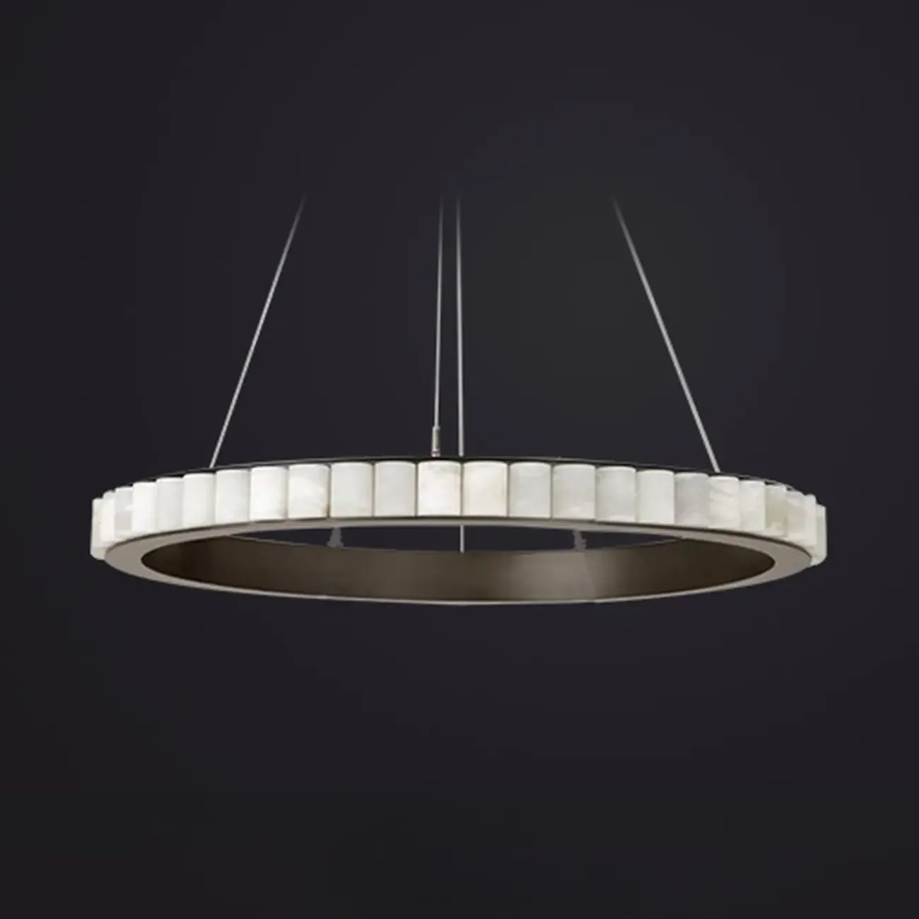 Circular 2-layer Modern Alabaster Steel Pendant Chandelier | HomeyFad