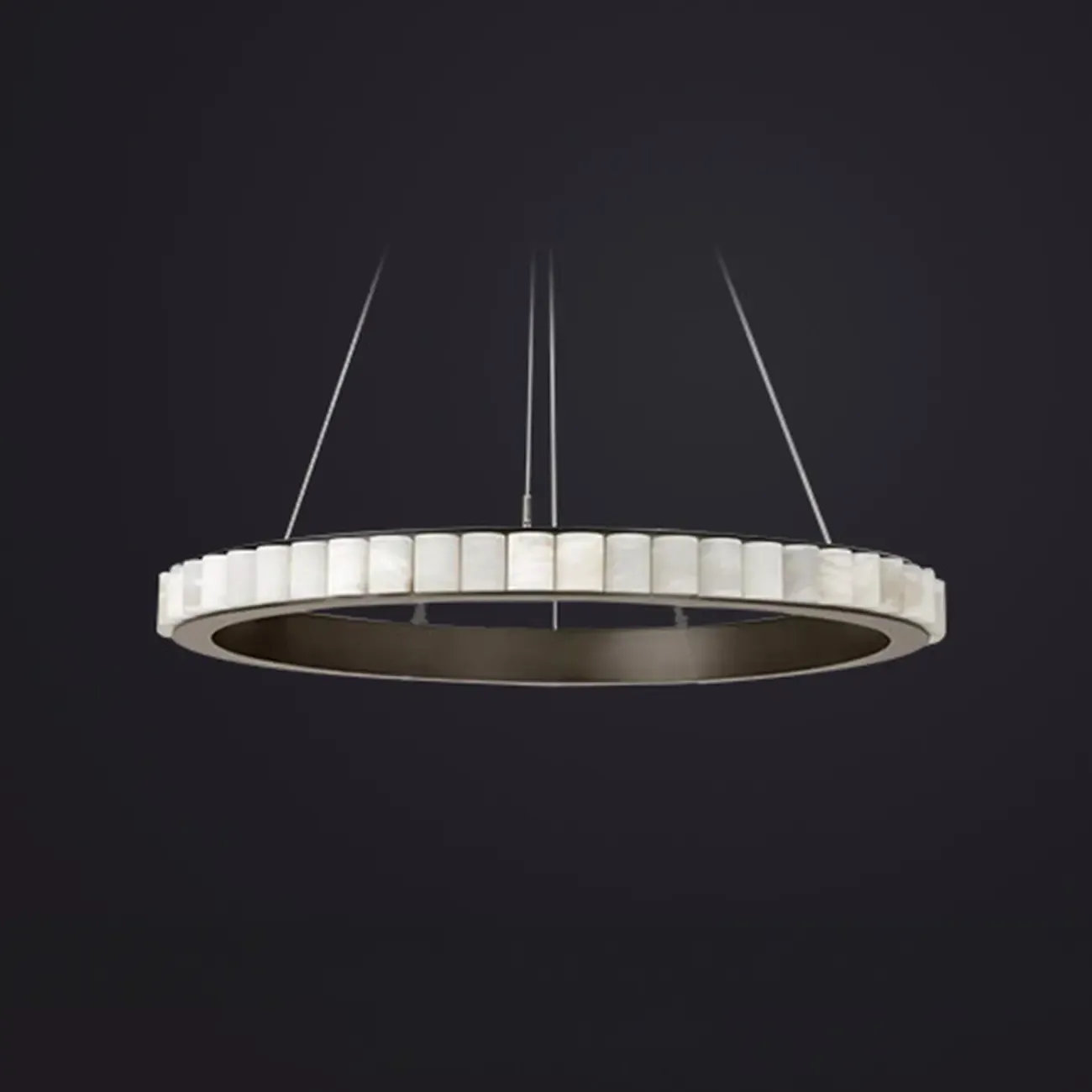 Circular 2-layer Modern Alabaster Steel Pendant Chandelier Image - 6