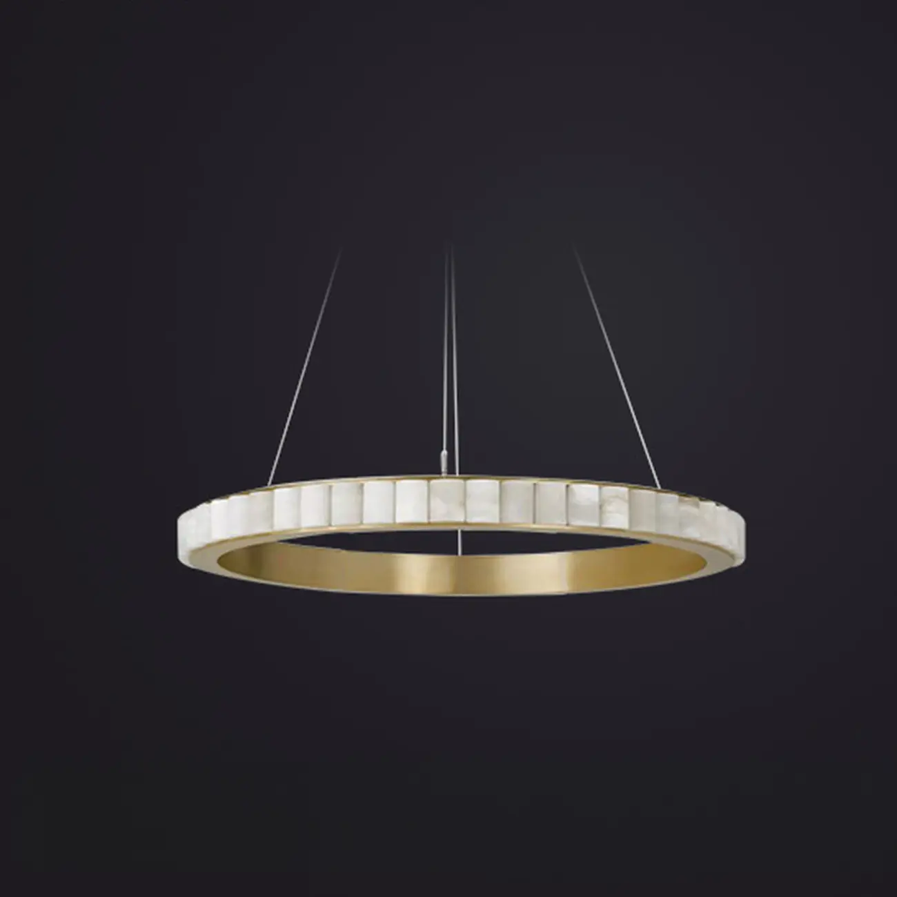 Circular 2-layer Modern Alabaster Steel Pendant Chandelier Image - 8 | homeyfad