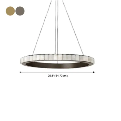 Circular 2-layer Modern Alabaster Steel Pendant Chandelier Image - 16
