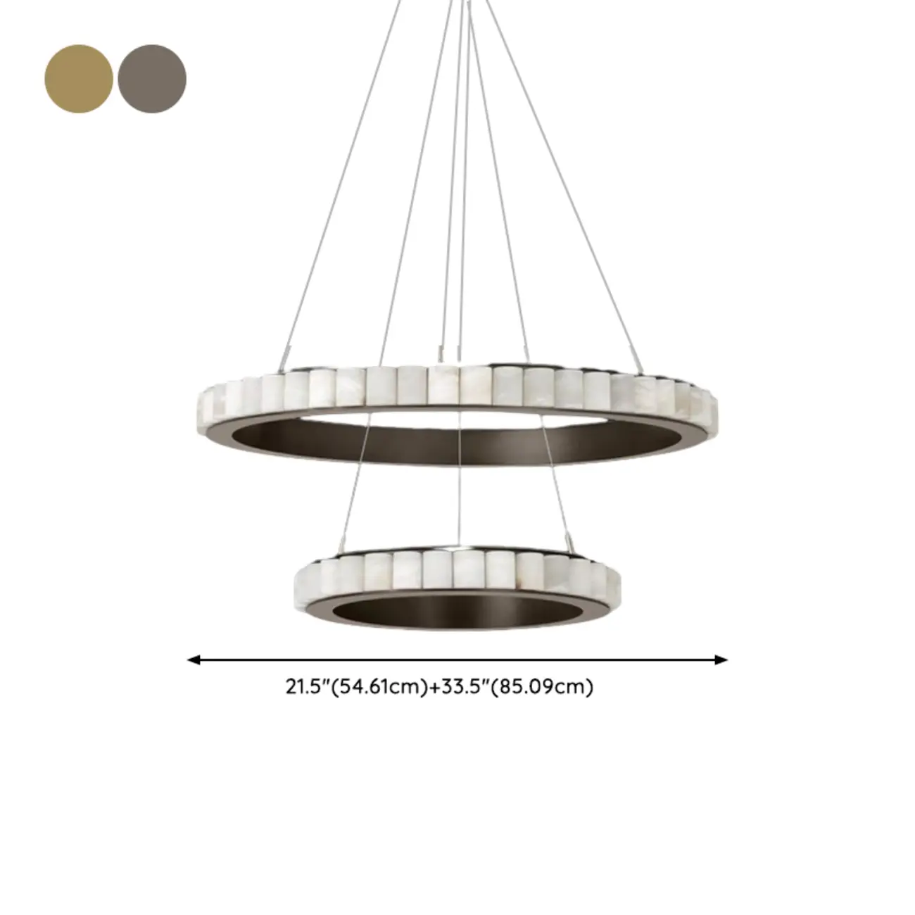 Circular 2-layer Modern Alabaster Steel Pendant Chandelier Image - 17 | homeyfad
