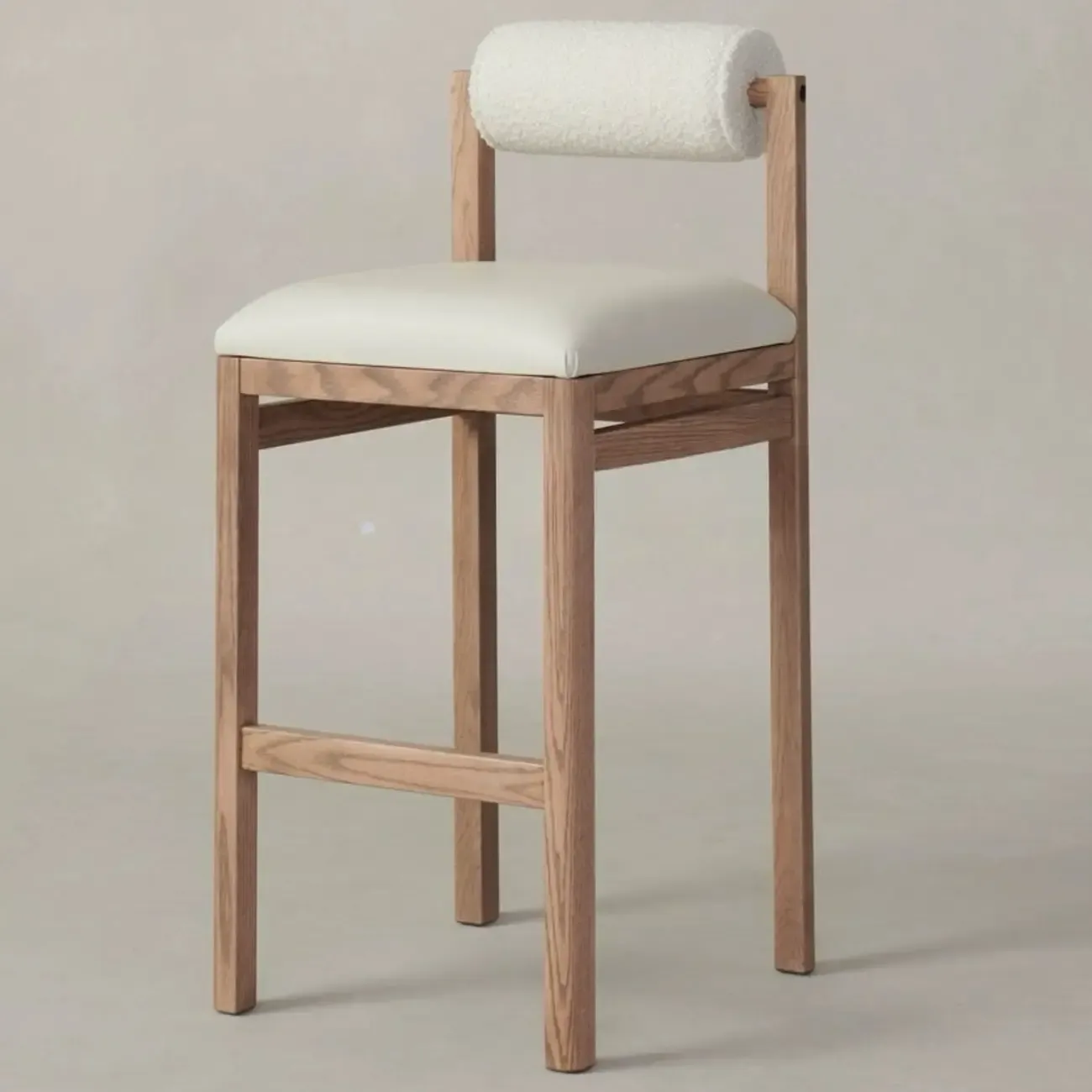 Modern Simple Style Leather Bar Stools with Rear Seat Back and Foot Pedestal Image - 1