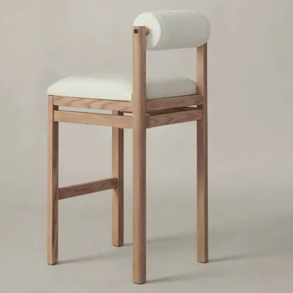 Modern Simple Style Leather Bar Stools with Rear Seat Back and Foot Pedestal Image - 3