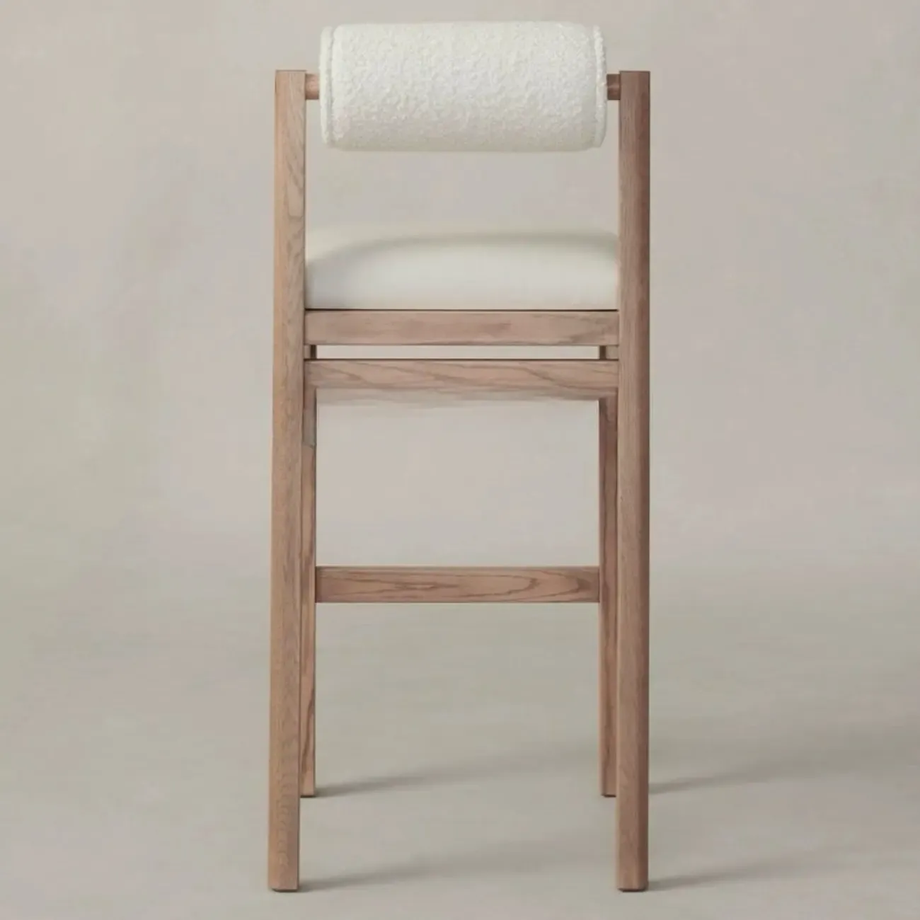 Modern Simple Style Leather Bar Stools with Rear Seat Back and Foot Pedestal Image - 5