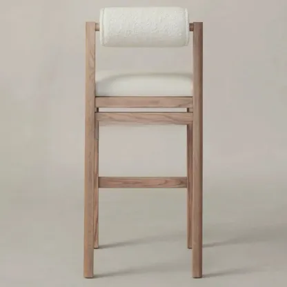 Modern Simple Style Leather Bar Stools with Rear Seat Back and Foot Pedestal Image - 5