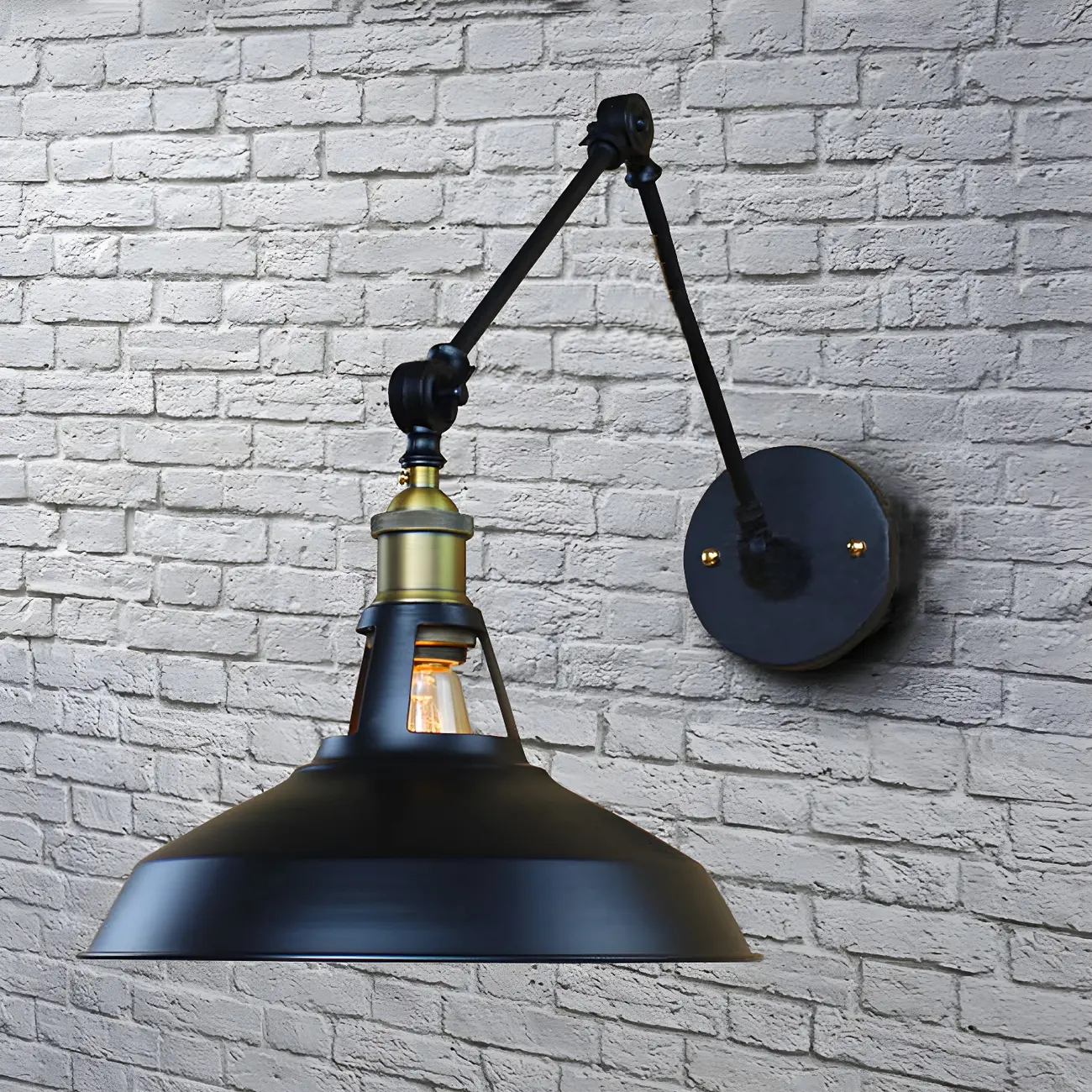 Industrial Barn Shade Adjustable Swing Arm Wall Light Image - 1 | homeyfad