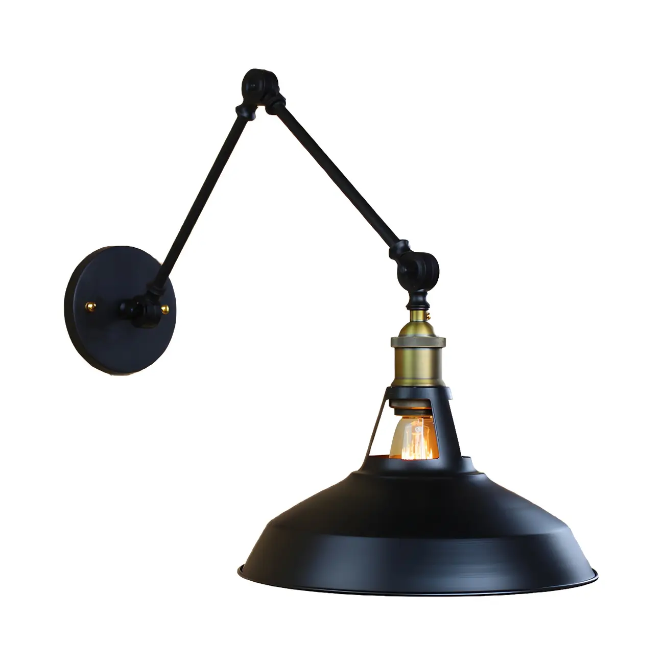Industrial Barn Shade Adjustable Swing Arm Wall Light Image - 9 | homeyfad