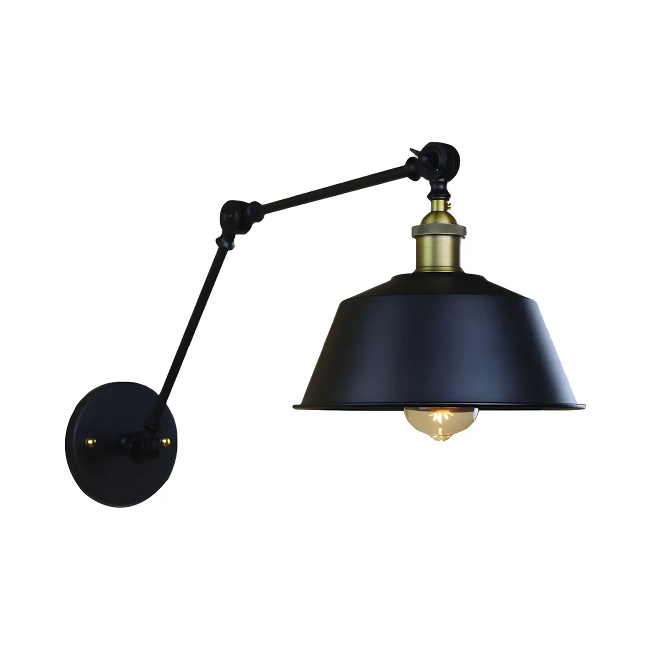 Industrial Black Metal Swing Arm Wall Light Image - 4 | homeyfad