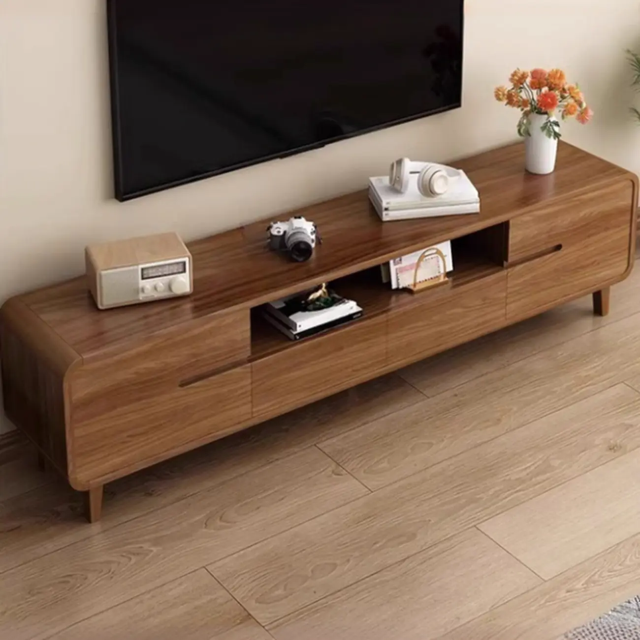 Mid-Century Modern Wood TV Stand with Storage | homeyfad
