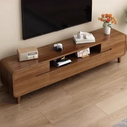 Mid-Century Modern Wood TV Stand with Storage
