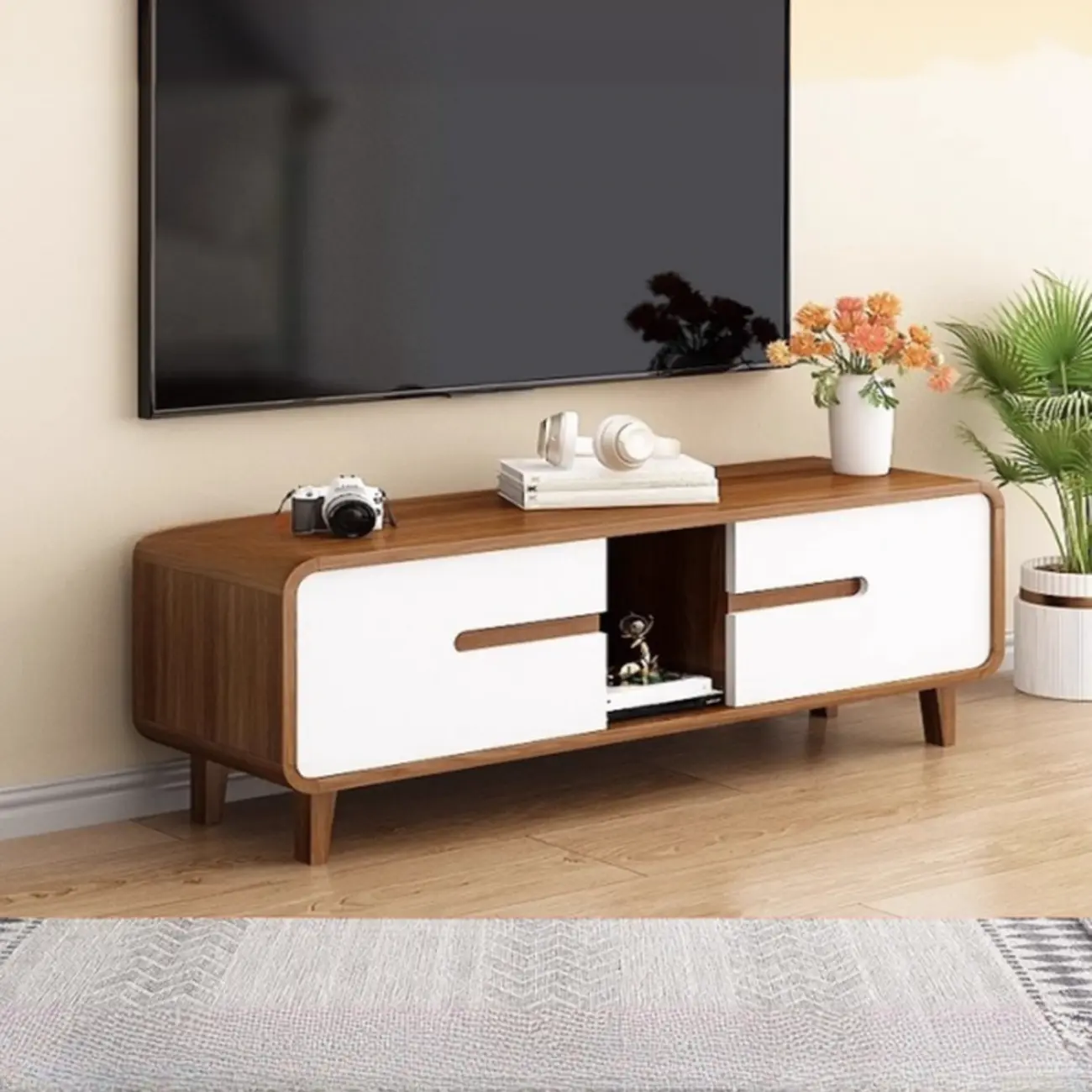 Mid-Century Modern Wood TV Stand with Storage | homeyfad