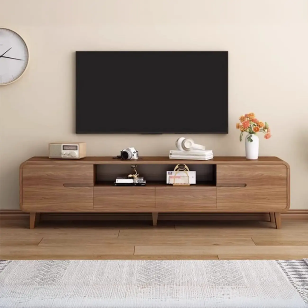 Mid-Century Modern Wood TV Stand with Storage | homeyfad