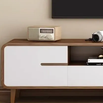 Mid-Century Modern Wood TV Stand with Storage