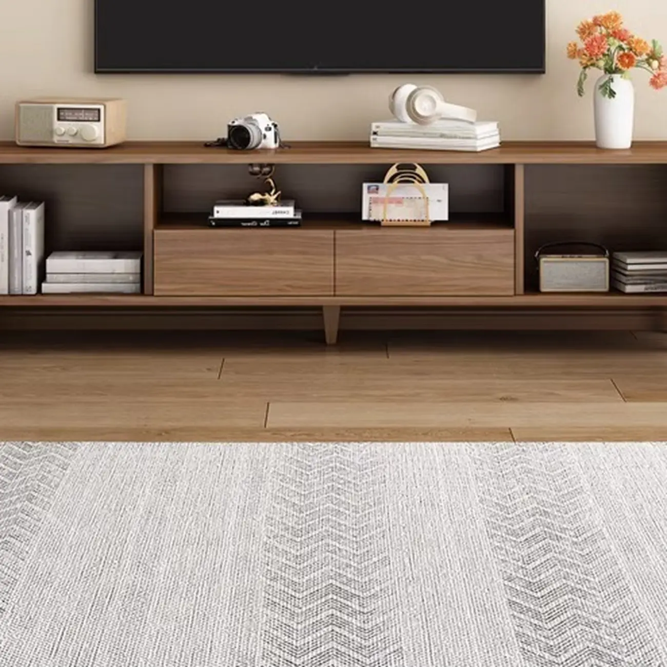 Mid-Century Modern Wood TV Stand with Storage | homeyfad