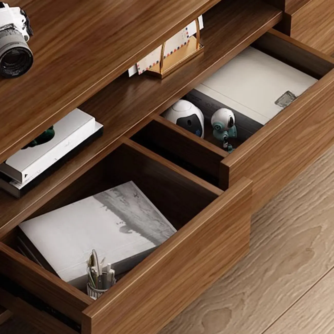 Mid-Century Modern Wood TV Stand with Storage | homeyfad