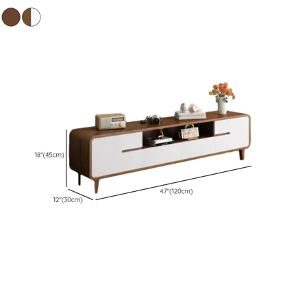 Mid-Century Modern Wood TV Stand with Storage