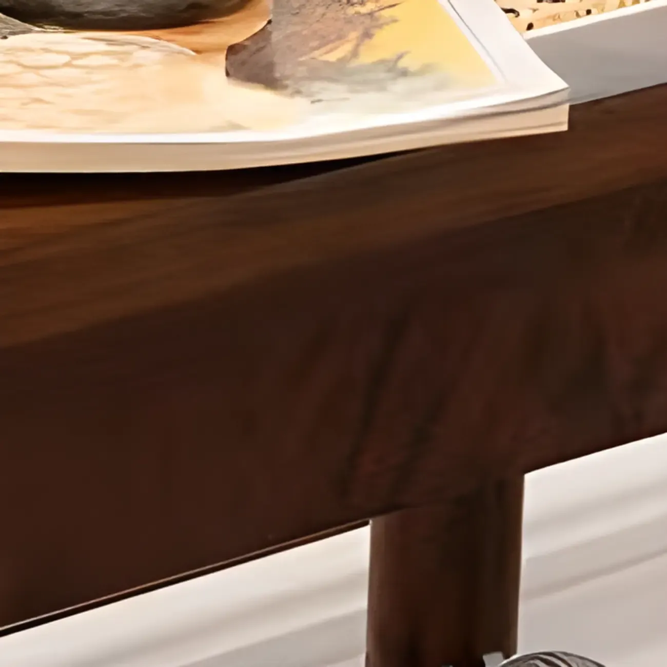 Minimalist Wooden Entryway Cherry Bench with Storage Image - 8