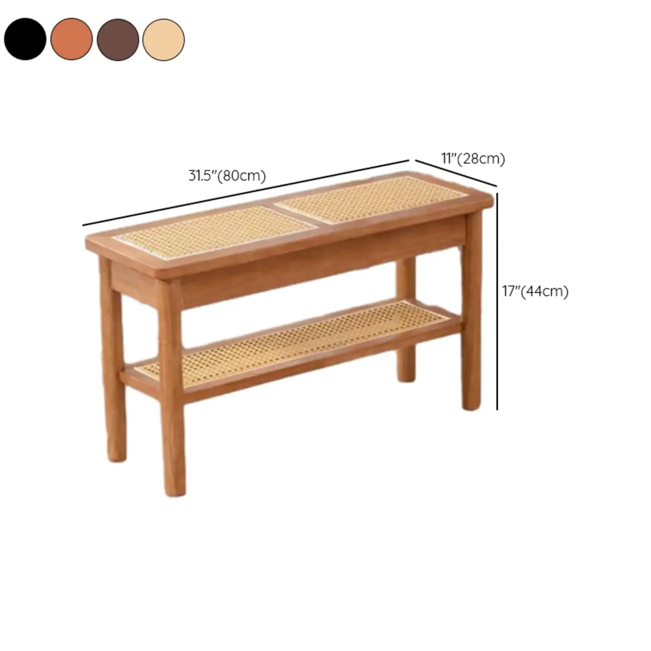 Minimalist Wooden Entryway Cherry Bench with Storage Image - 18