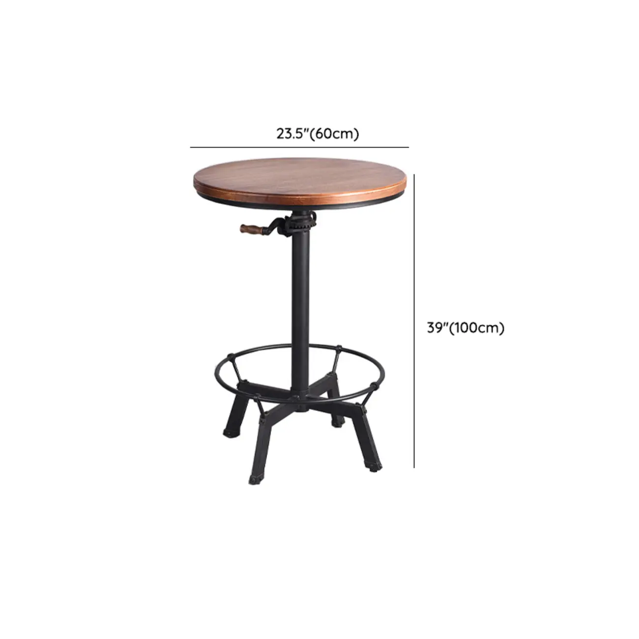 Adjustable Height Industrial Wood Iron Pedestal Bar Table #size | homeyfad