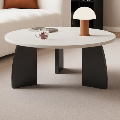 Modern Wooden Round Coffee Table Image - 1