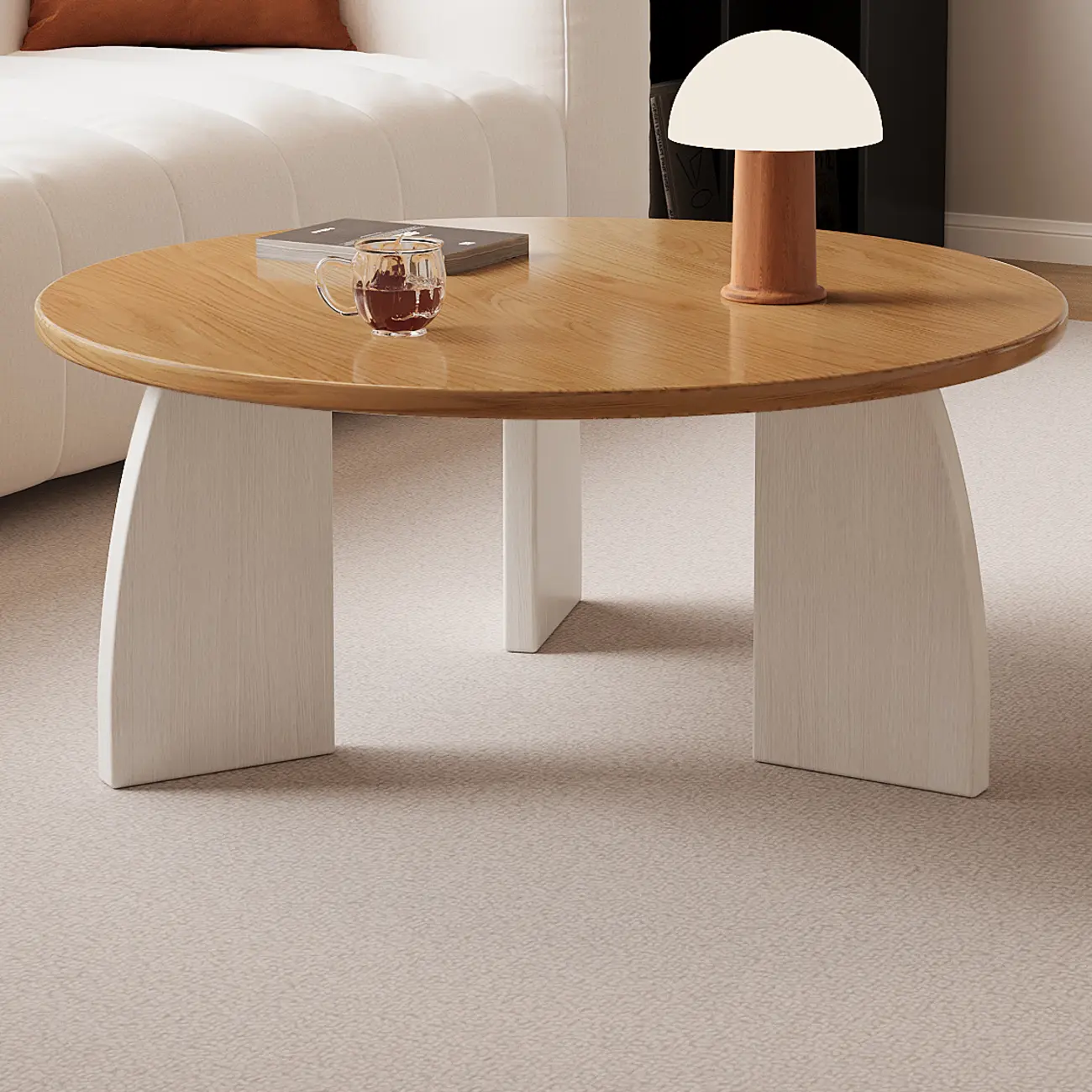 Modern Wooden Round Coffee Table Image - 3 | homeyfad