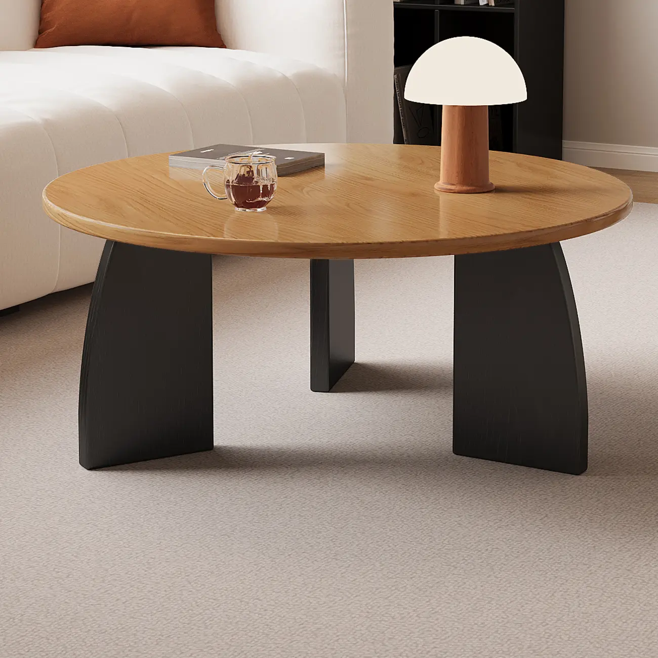 Modern Wooden Round Coffee Table Image - 4 | homeyfad