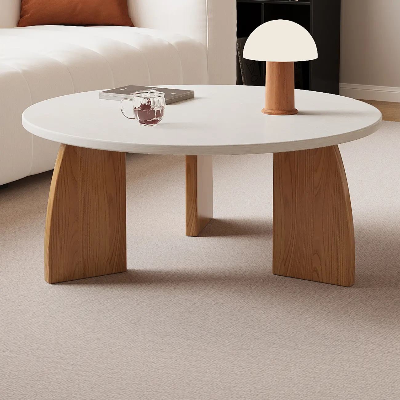 Modern Wooden Round Coffee Table Image - 6 | homeyfad