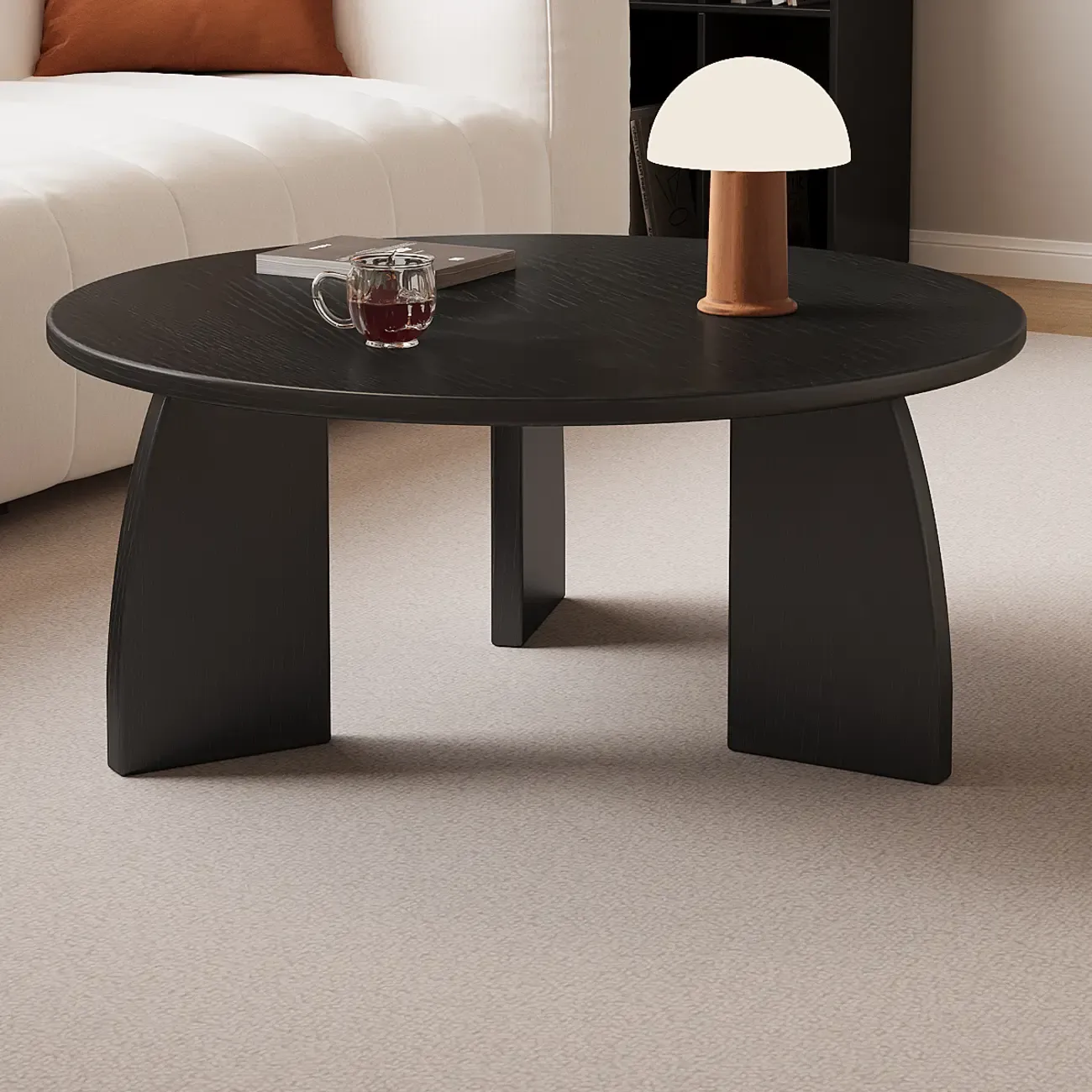 Modern Wooden Round Coffee Table Image - 8