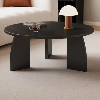 Modern Wooden Round Coffee Table Image - 8