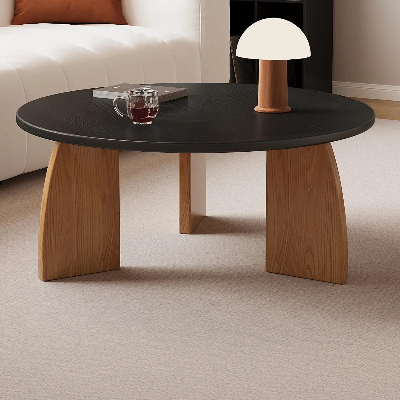 Modern Wooden Round Coffee Table Image - 9 | homeyfad
