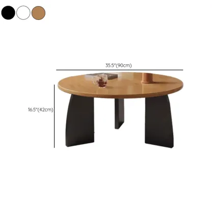 Modern Wooden Round Coffee Table Image - 27