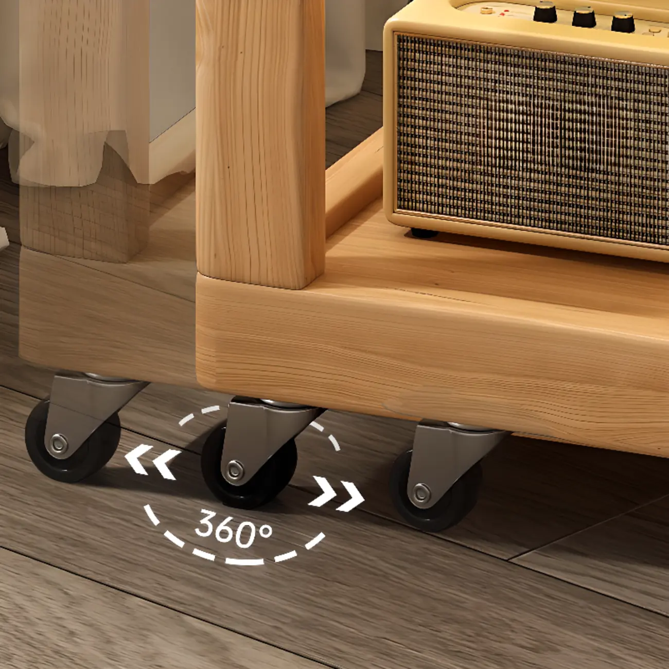 3-Tier Wood Walnut Storage Side Table with Wheels Image - 10 | homeyfad