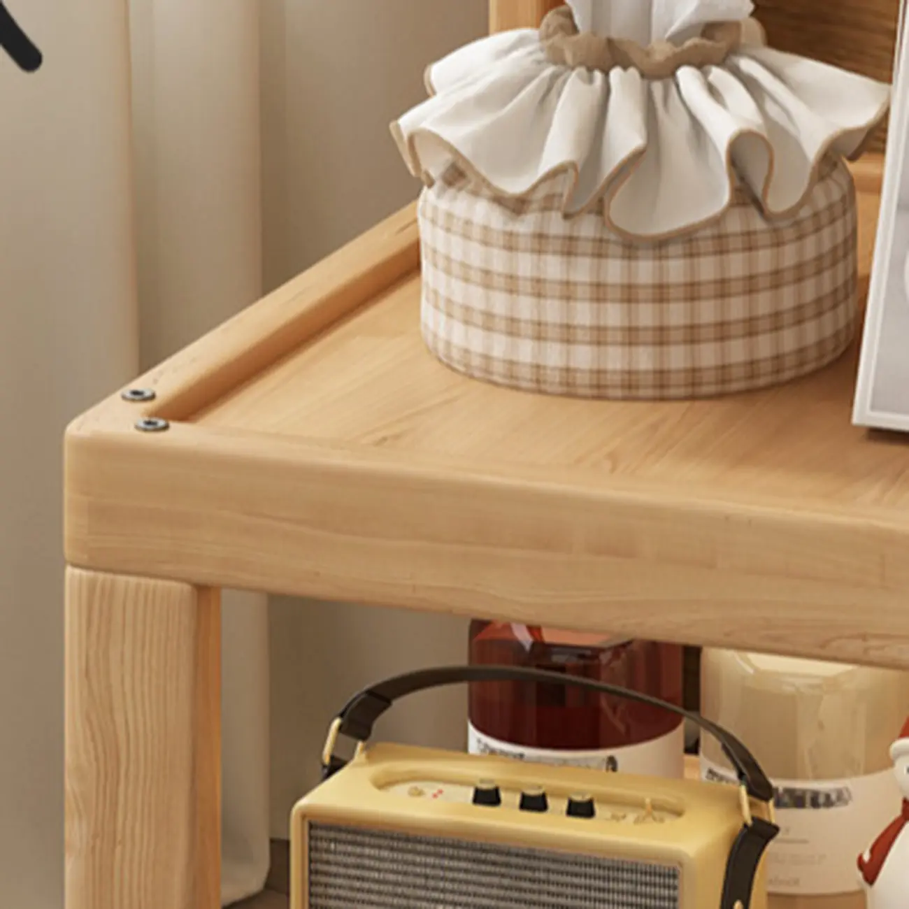 3-Tier Wood Walnut Storage Side Table with Wheels Image - 14 | homeyfad