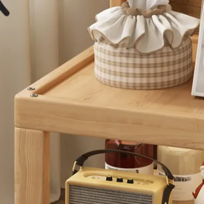 3-Tier Wood Walnut Storage Side Table with Wheels Image - 14
