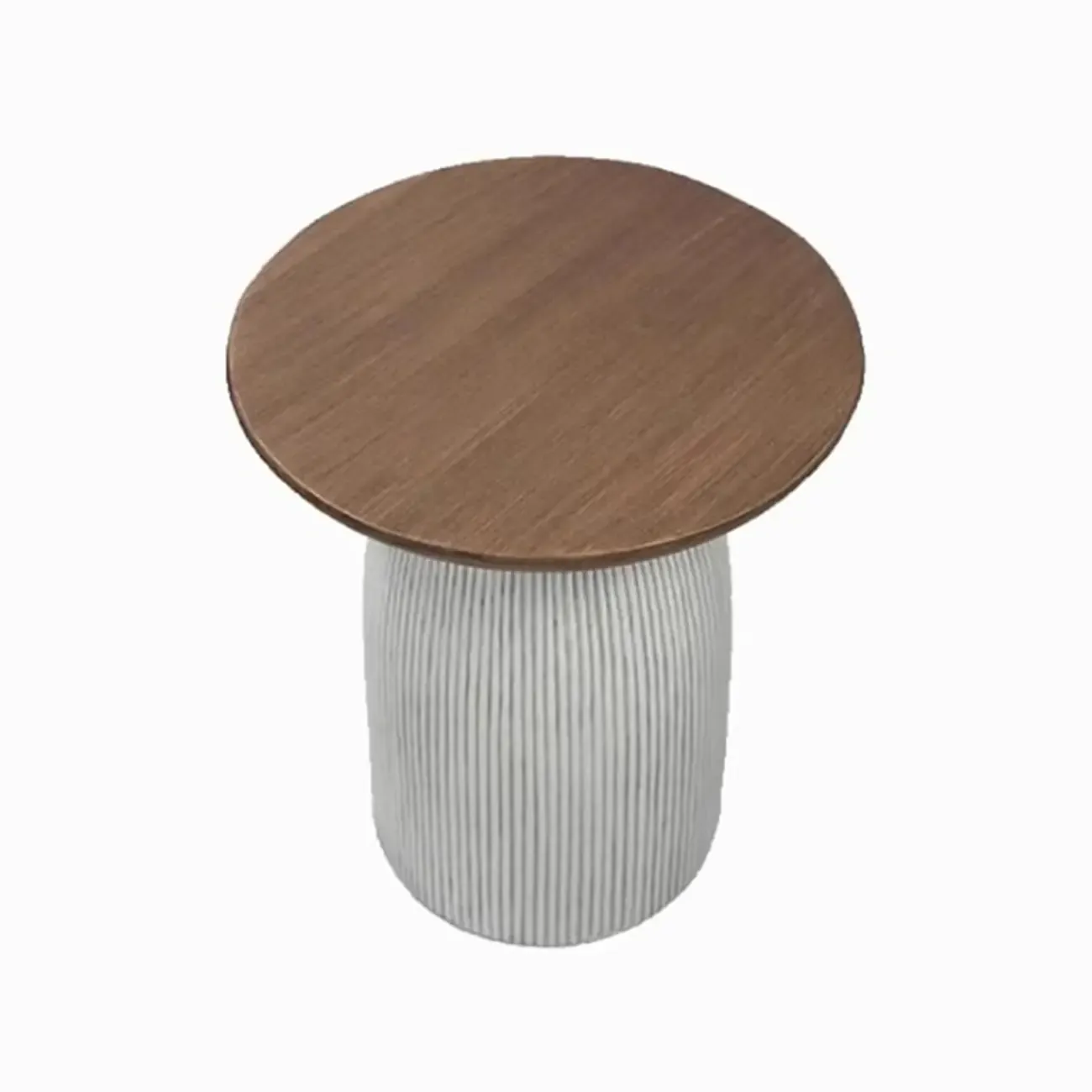 Living Room Brown Round MgO Pedestal End Table Image - 3