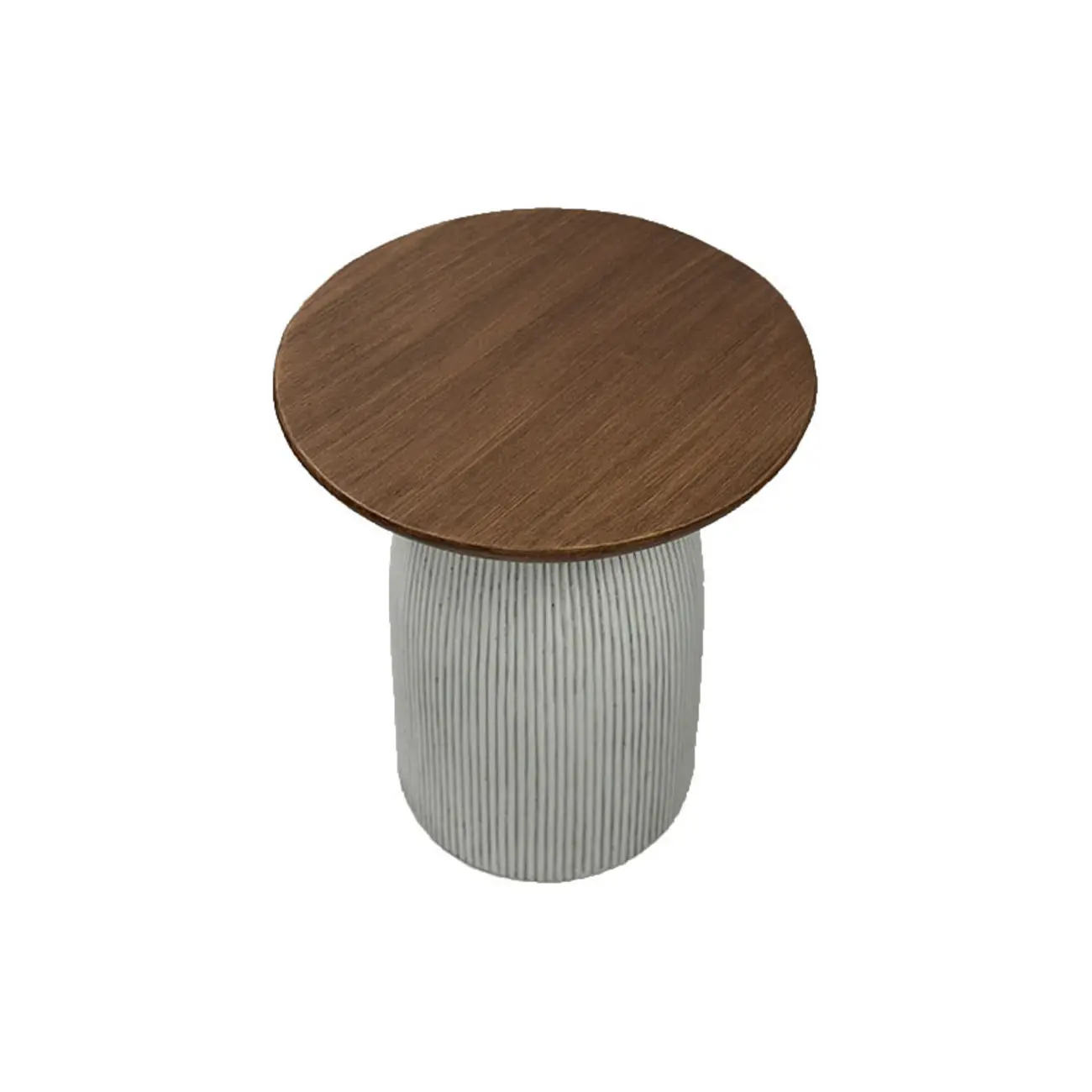 Living Room Brown Round MgO Pedestal End Table Image - 6 | homeyfad