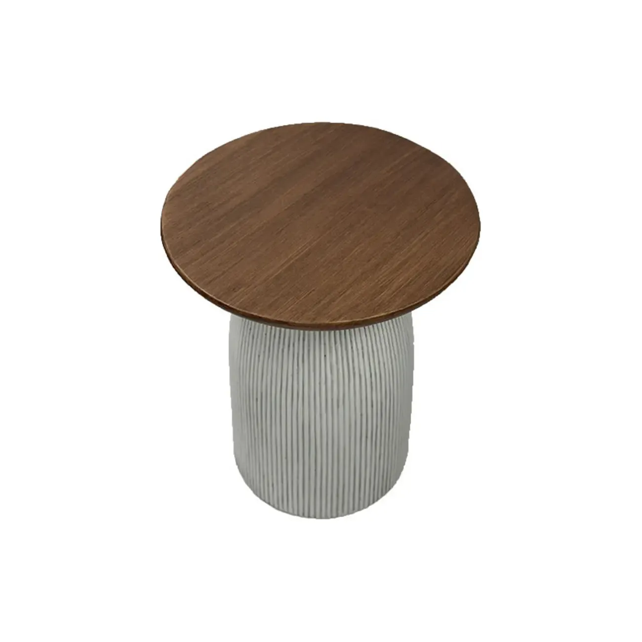 Living Room Brown Round MgO Pedestal End Table Image - 6