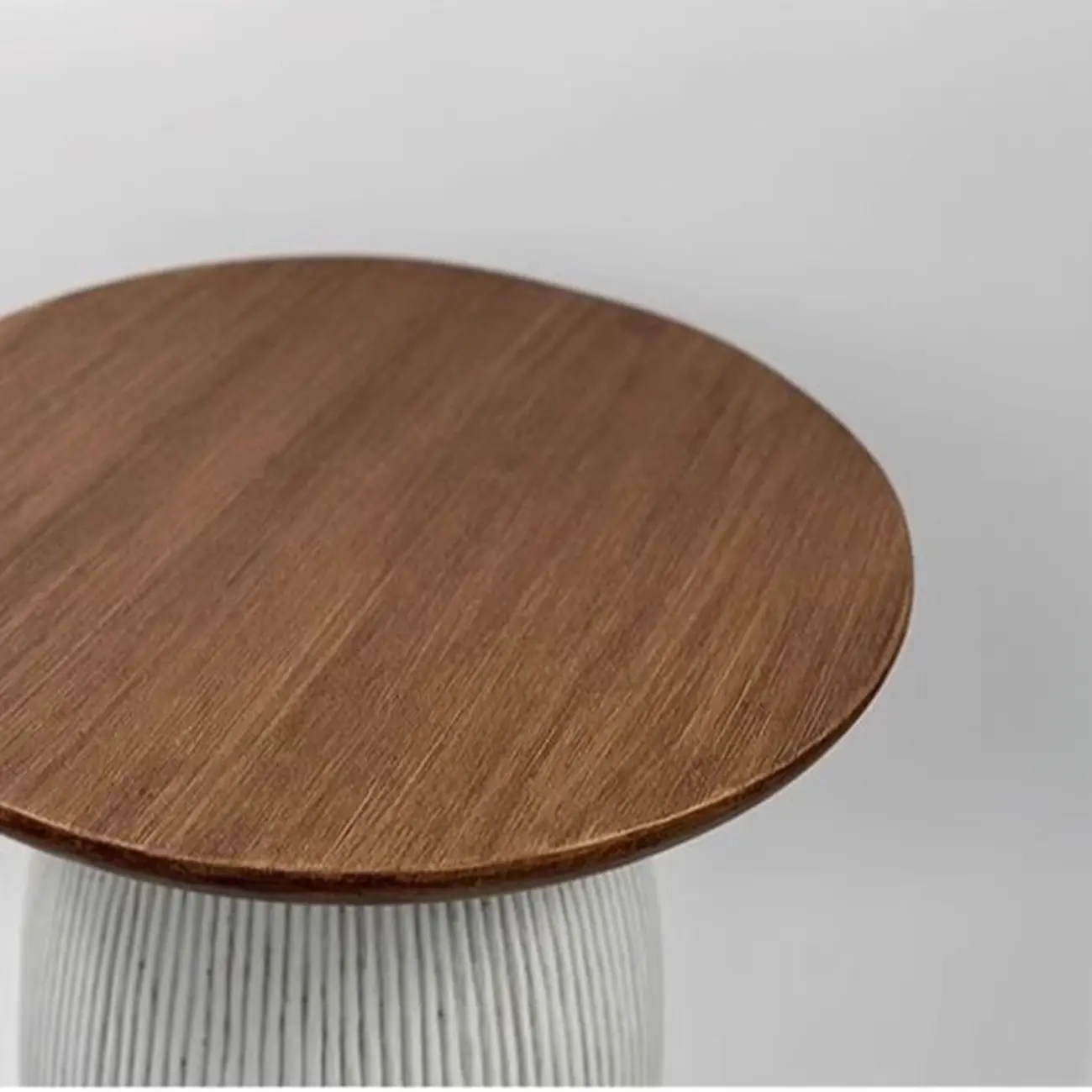 Living Room Brown Round MgO Pedestal End Table Image - 7 | homeyfad