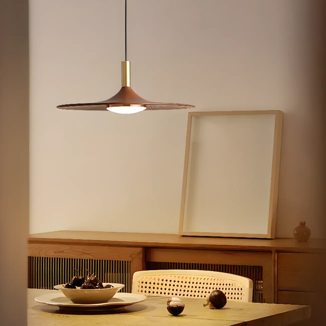 Modern Cream Round Disc Kitchen Pendant Light Image - 4 | homeyfad