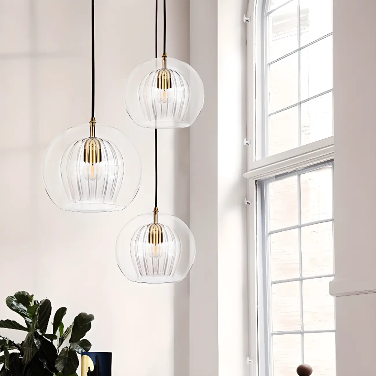 Modern Globe Glass Kitchen Pendant Lighting Height Adjustable Image - 1 | homeyfad