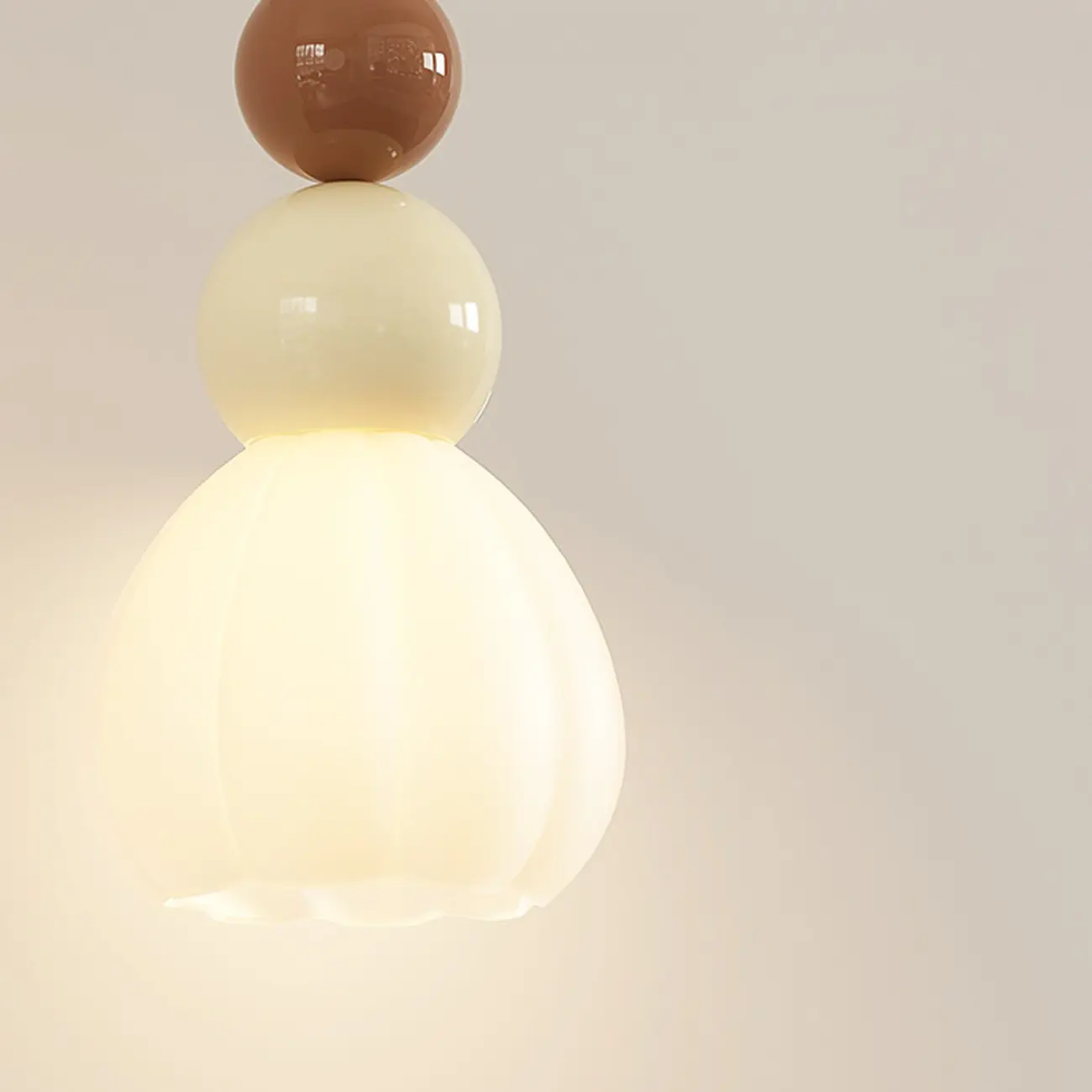 Modern Milk Cocoa Glass Floral Pendant Light Image - 3 | homeyfad