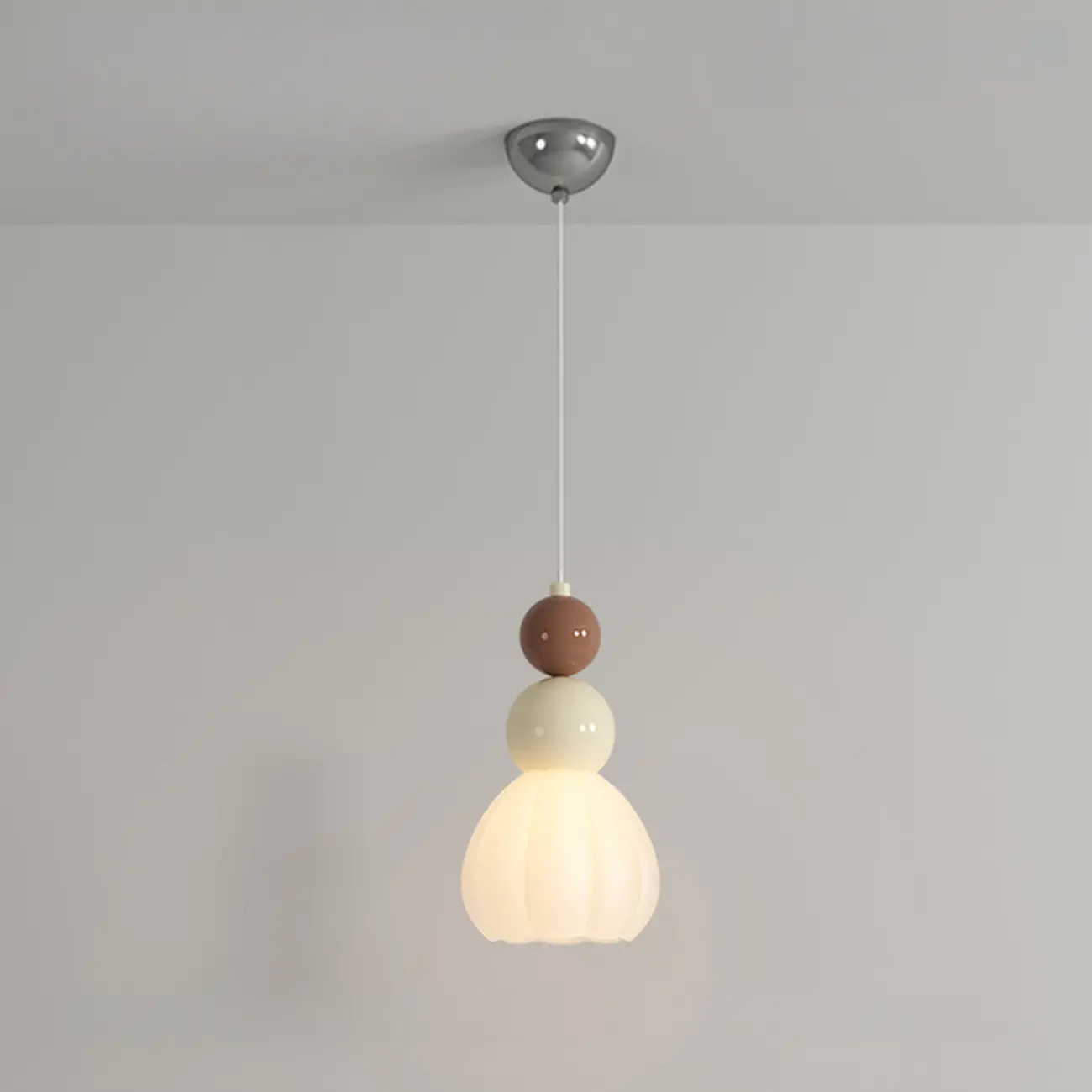 Modern Milk Cocoa Glass Floral Pendant Light Image - 7 | homeyfad