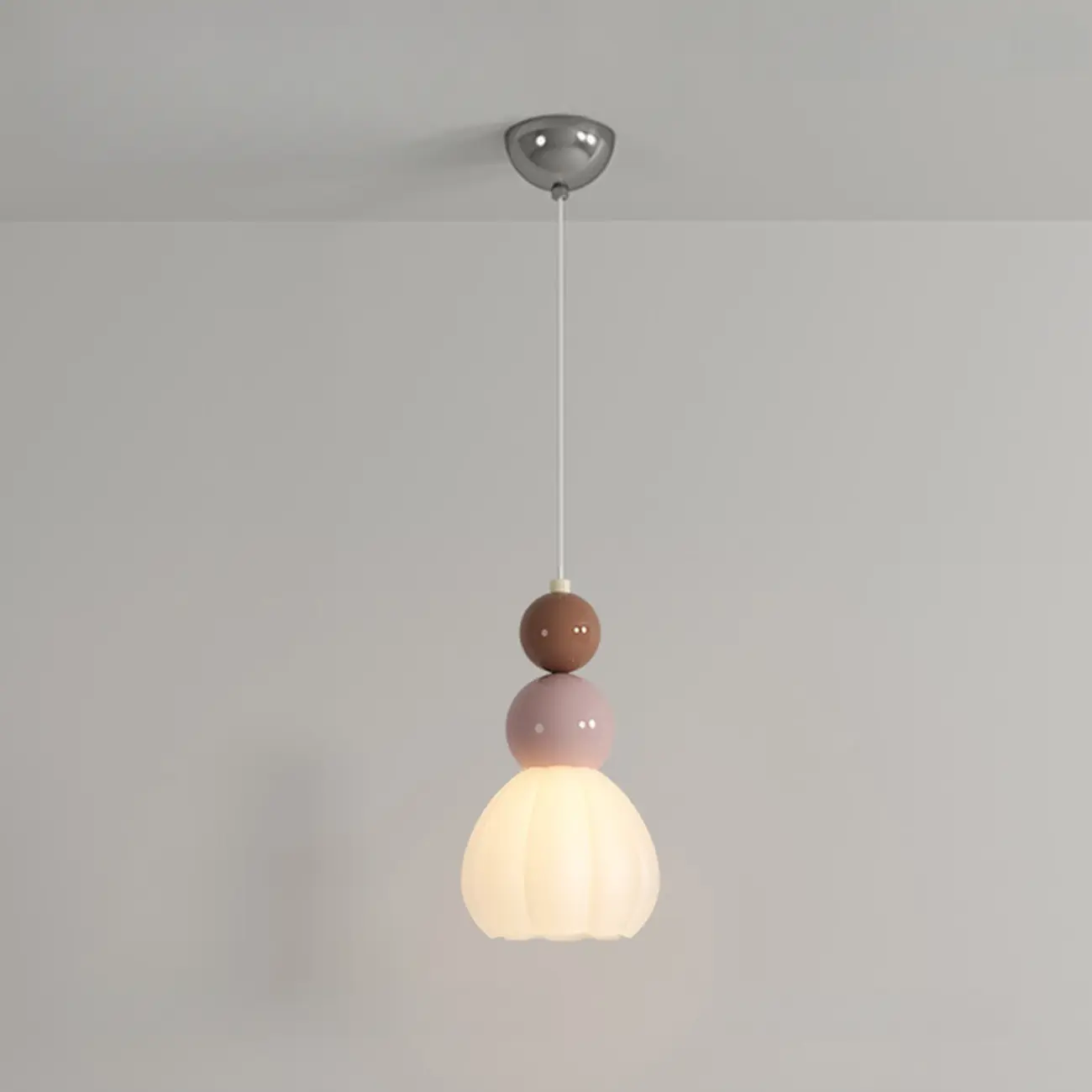 Modern Milk Cocoa Glass Floral Pendant Light Image - 8 | homeyfad