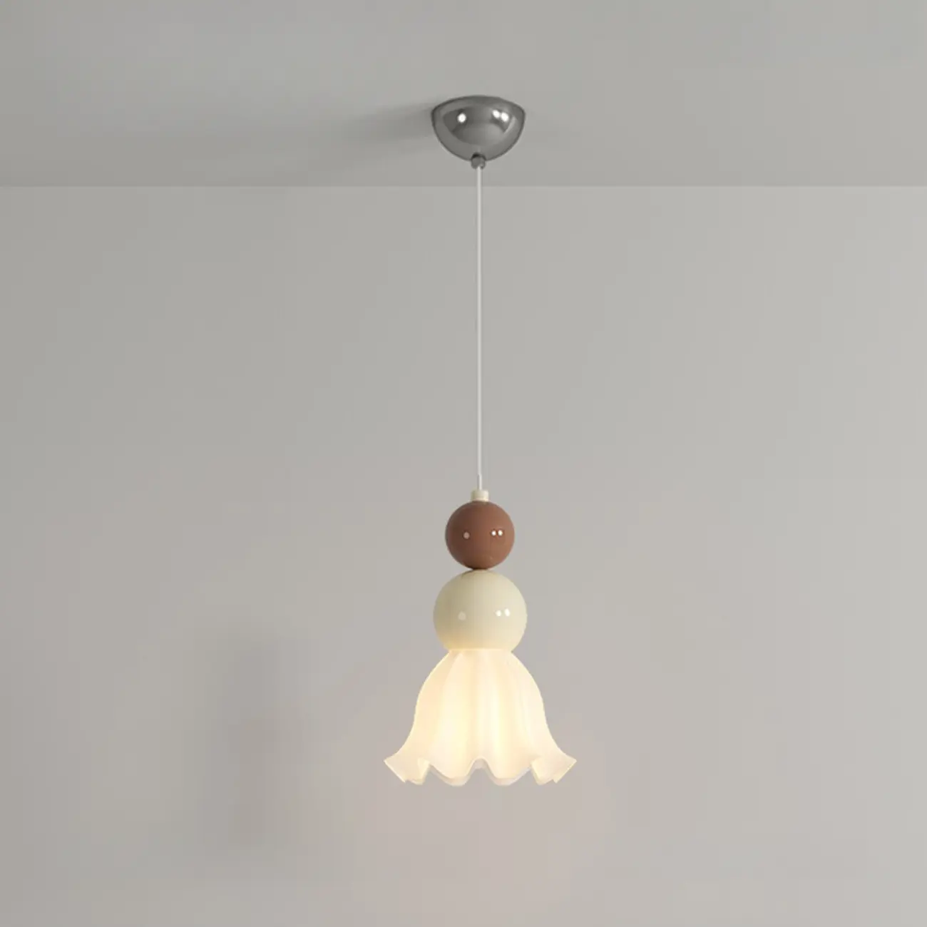 Modern Milk Cocoa Glass Floral Pendant Light Image - 9 | homeyfad