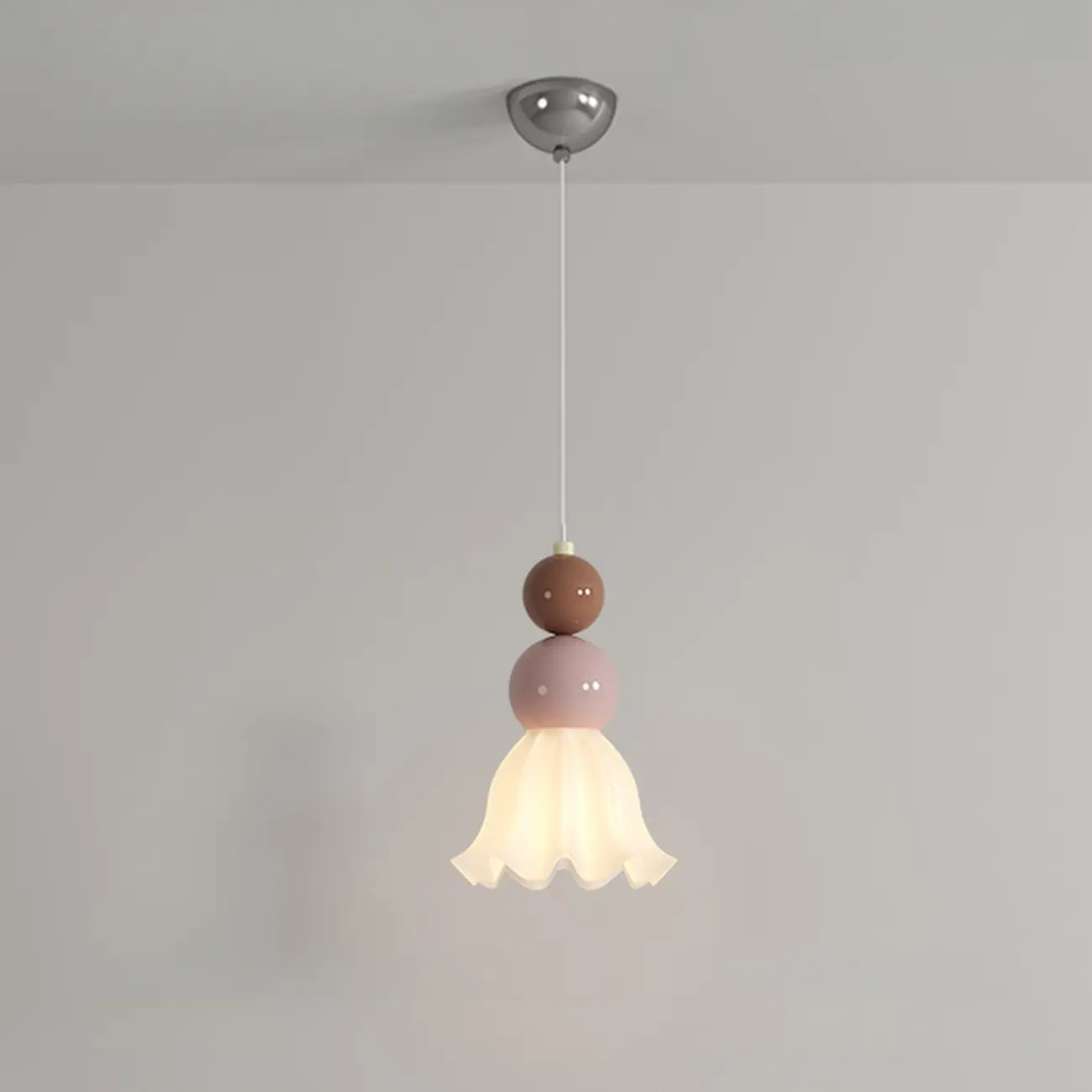 Modern Milk Cocoa Glass Floral Pendant Light Image - 10 | homeyfad